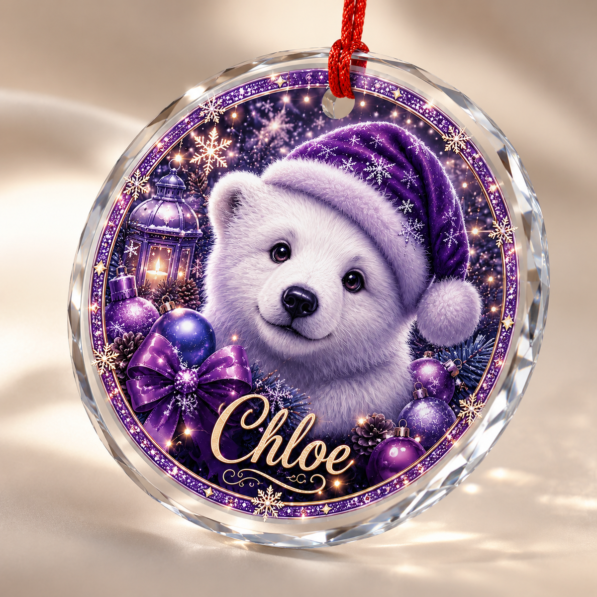 Purple Animal At Christmas Polar Bear