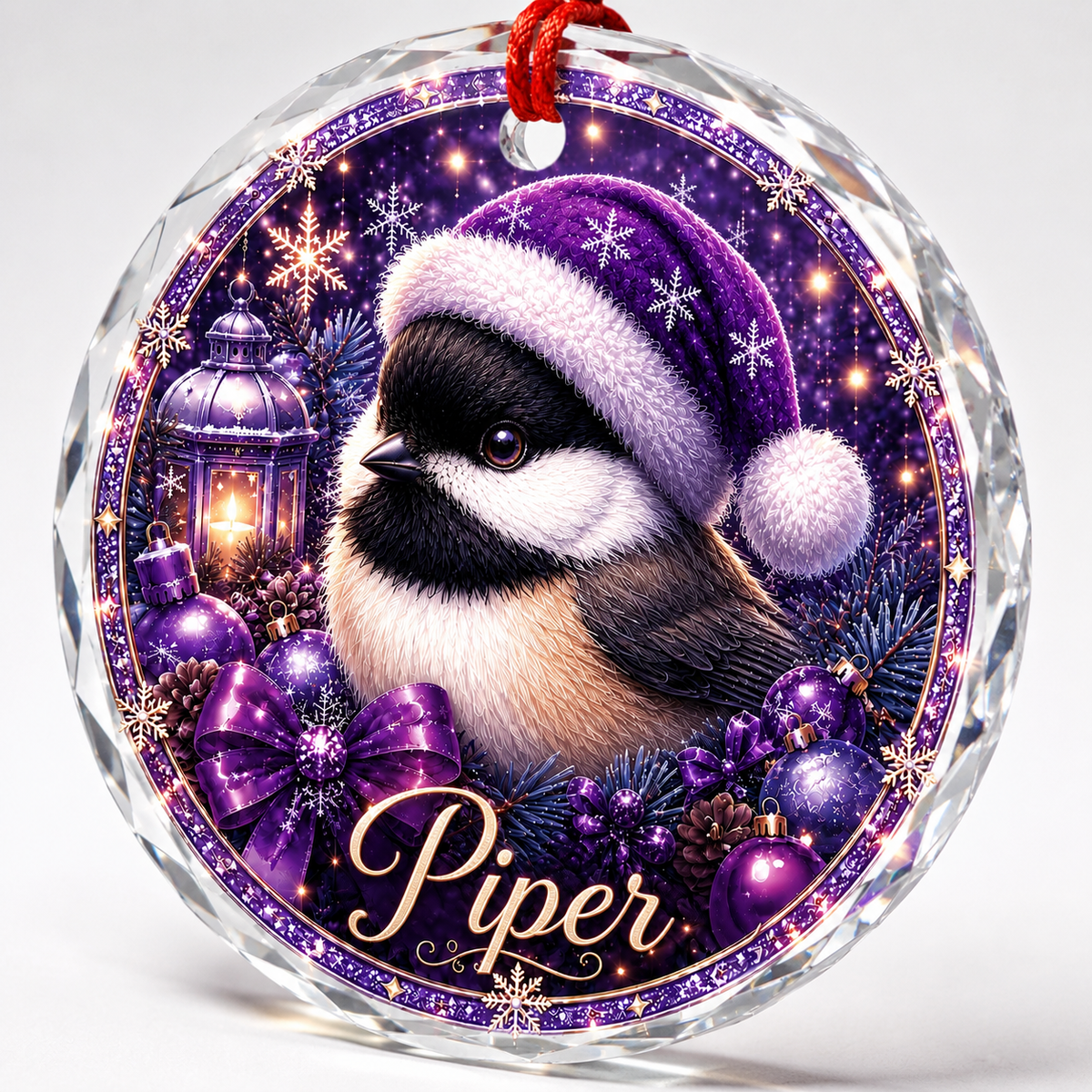 Purple Bird At Christmas Chickadee