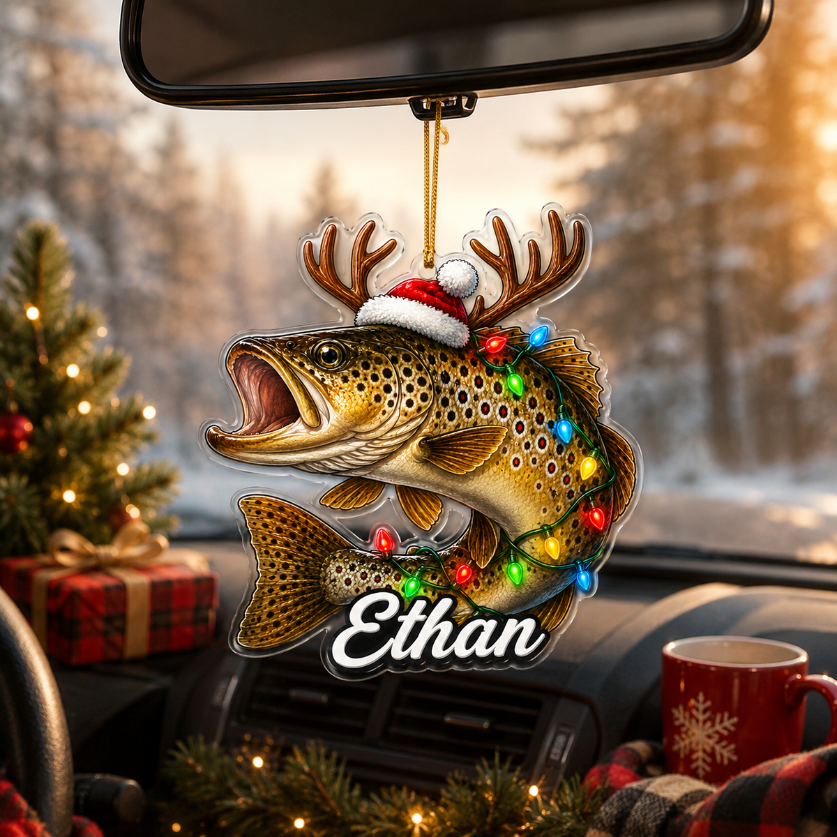 Fishing Christmas Lights Brown Trout Acrylic