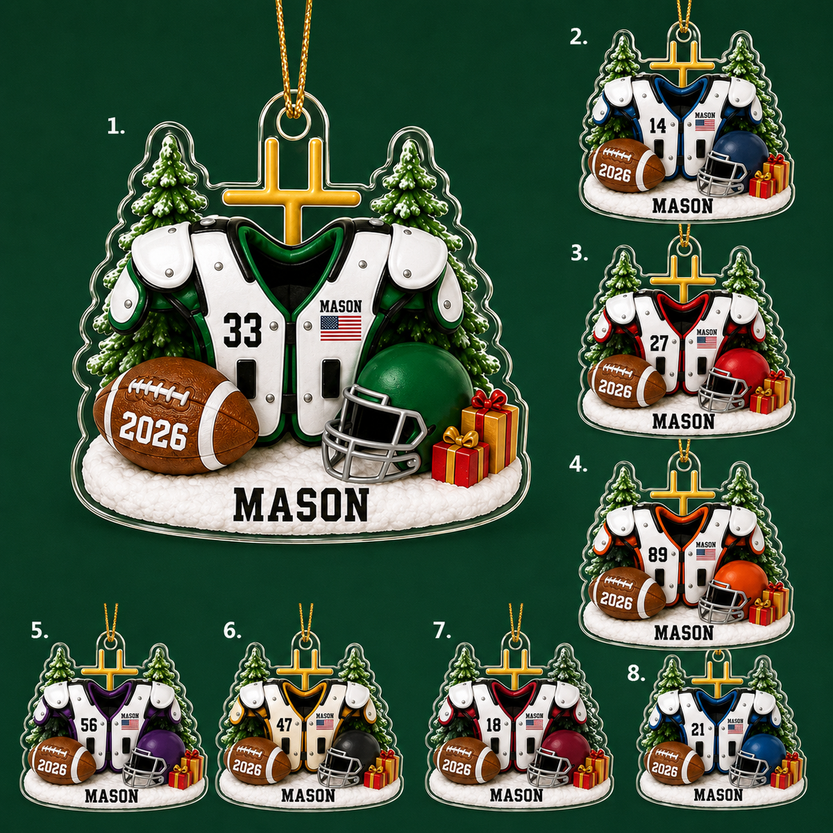 American Football Custome Name Acrylic Style 13