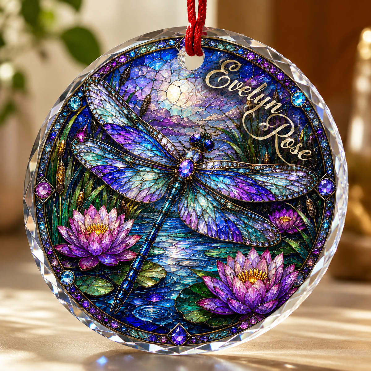 Custom Name Glass Animal Dragonfly