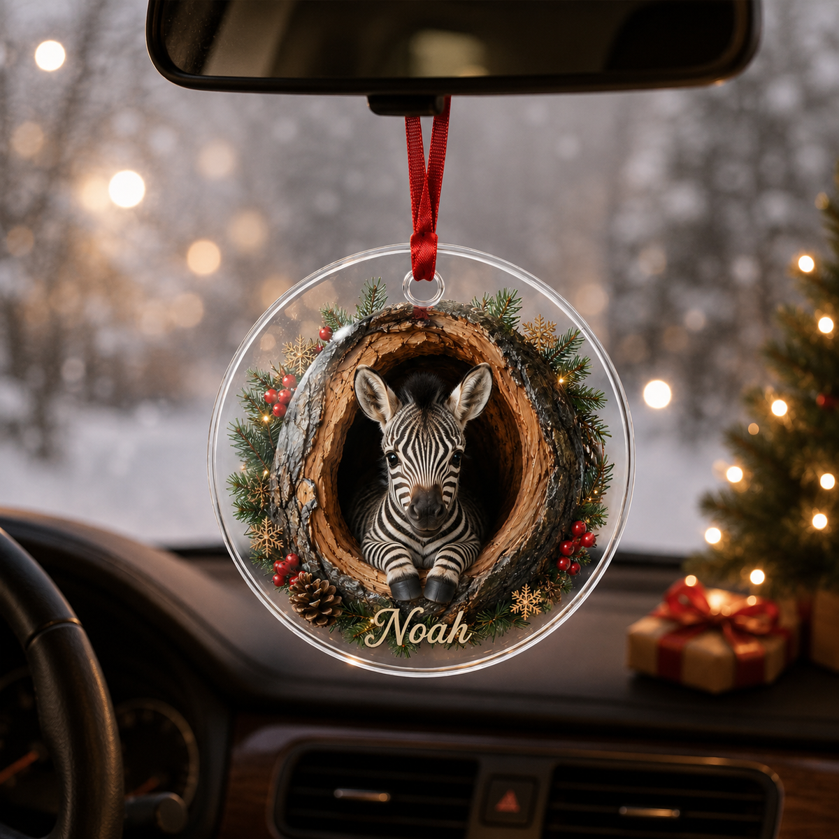 Animal Glass Ornament Tree Hollow Zebra