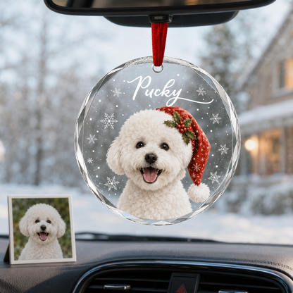 Custom Photo Dog Glass Dog With Snow
