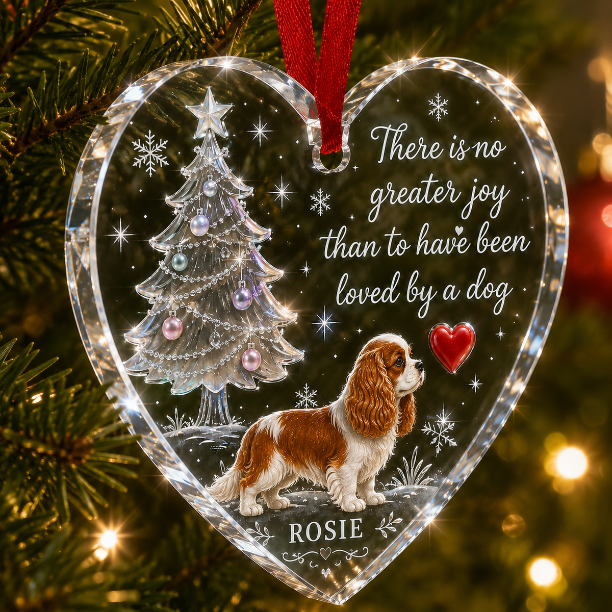 Christmas Glass Dog Cavalier King Charles Spaniel