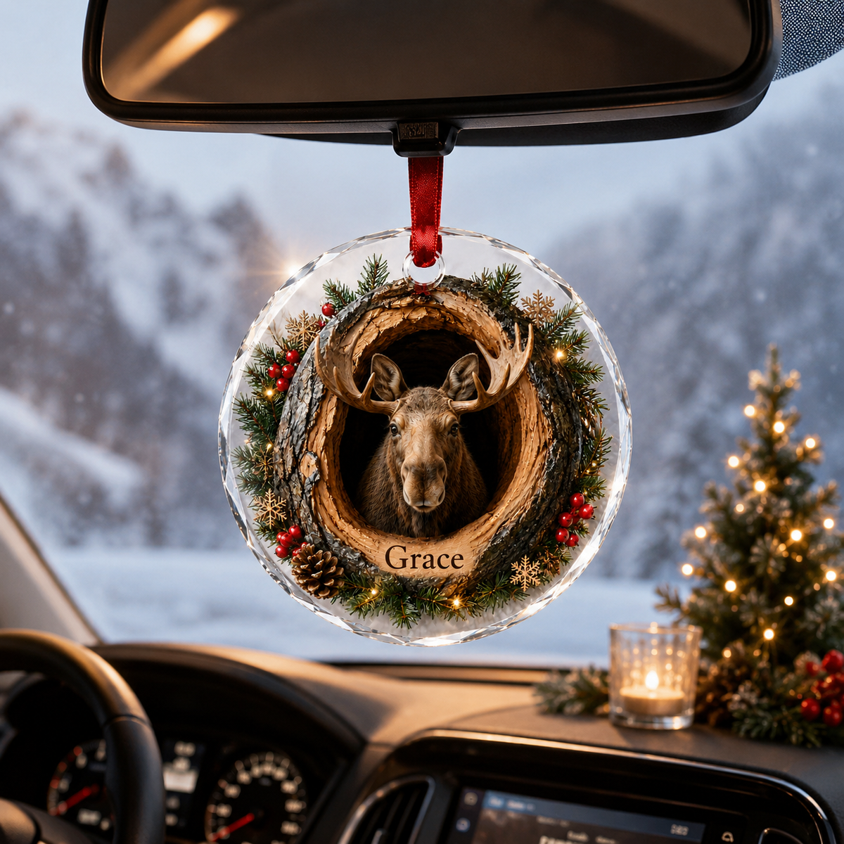Animal Glass Ornament Tree Hollow Moose