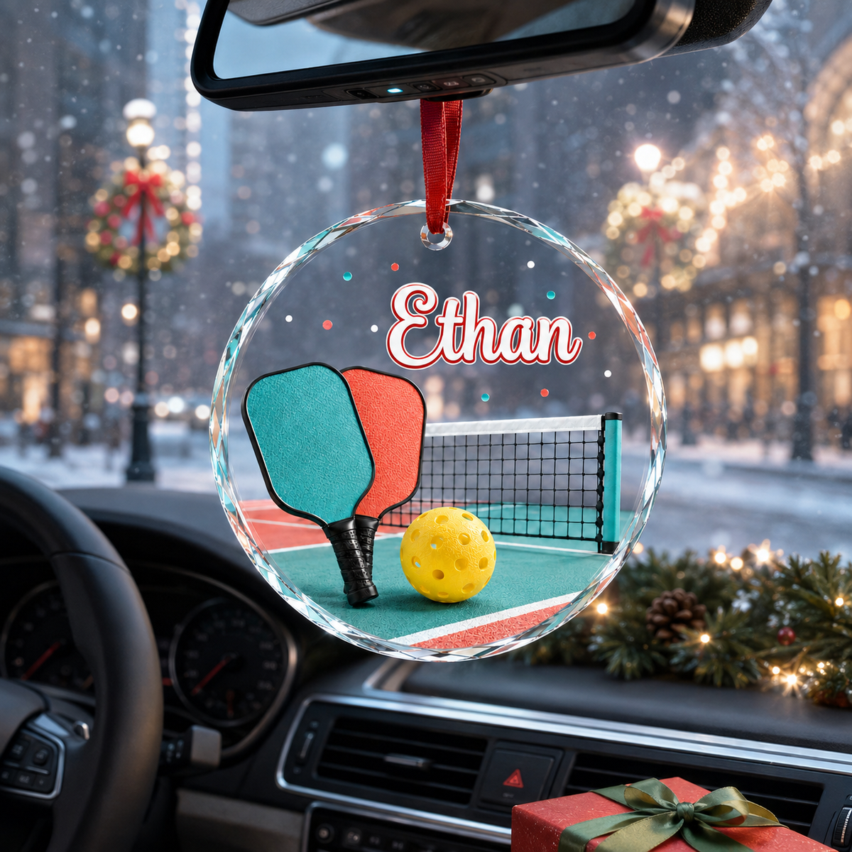 Sports Glass Ornament Pickleball