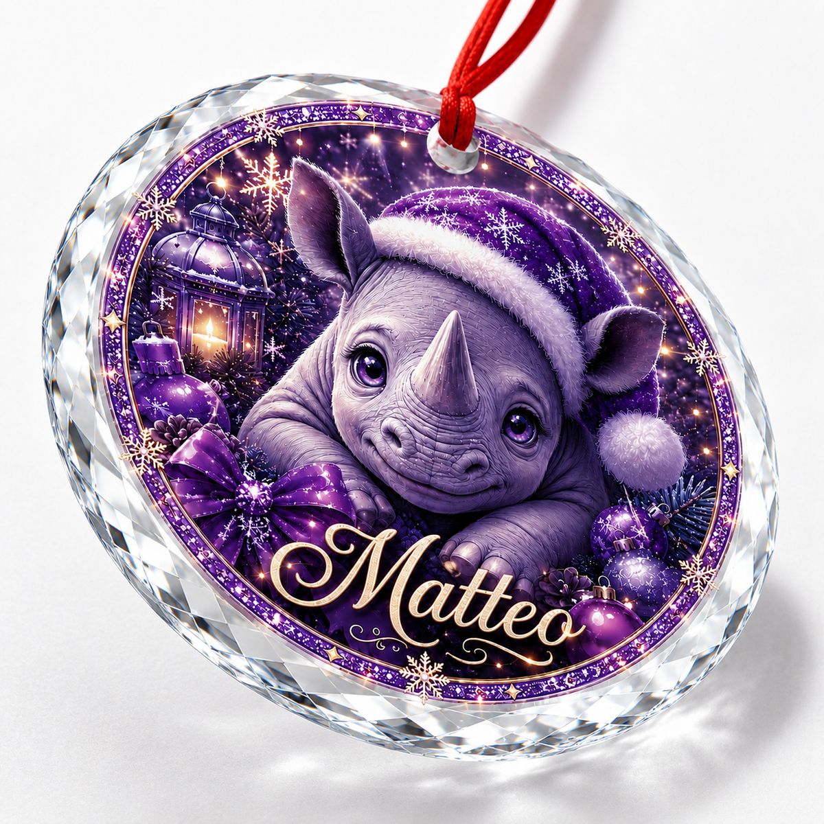 Purple Animal At Christmas Rhinoceros