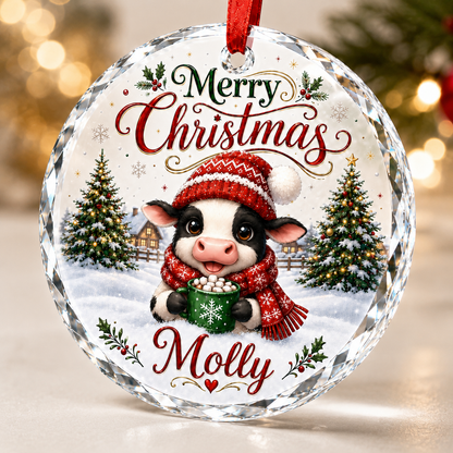 Christmas Glass Animal Cow