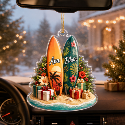 Surfing Personalize Acrylic Couple Surfboard