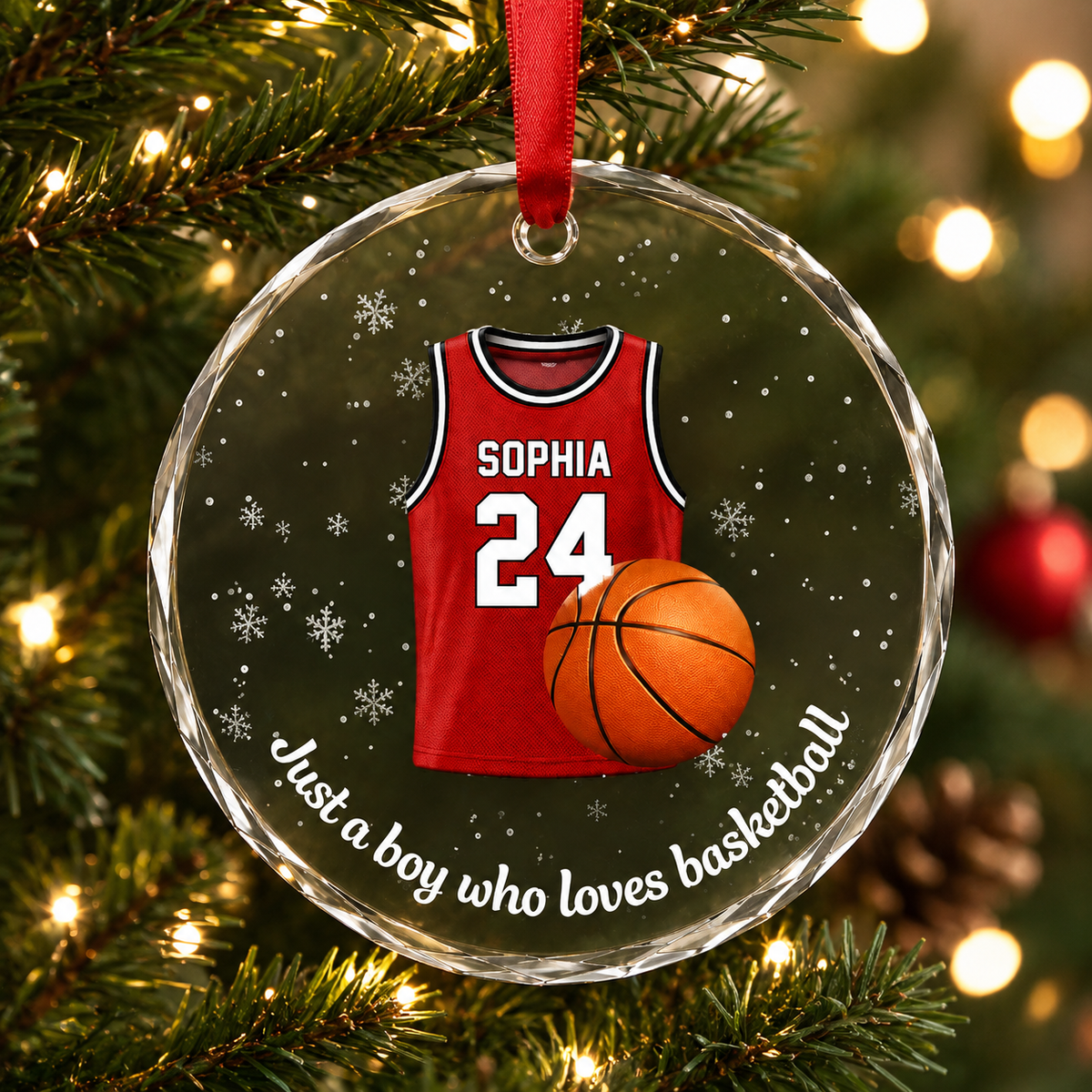 Basketball Glass Ornament - Personalized Jersey