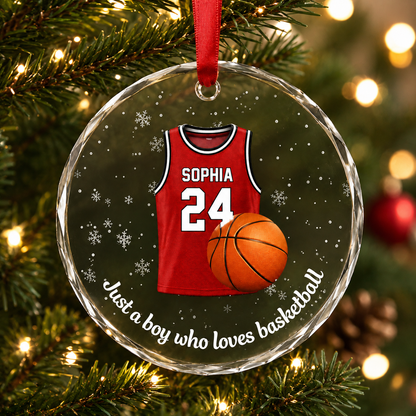 Basketball Glass Ornament - Personalized Jersey