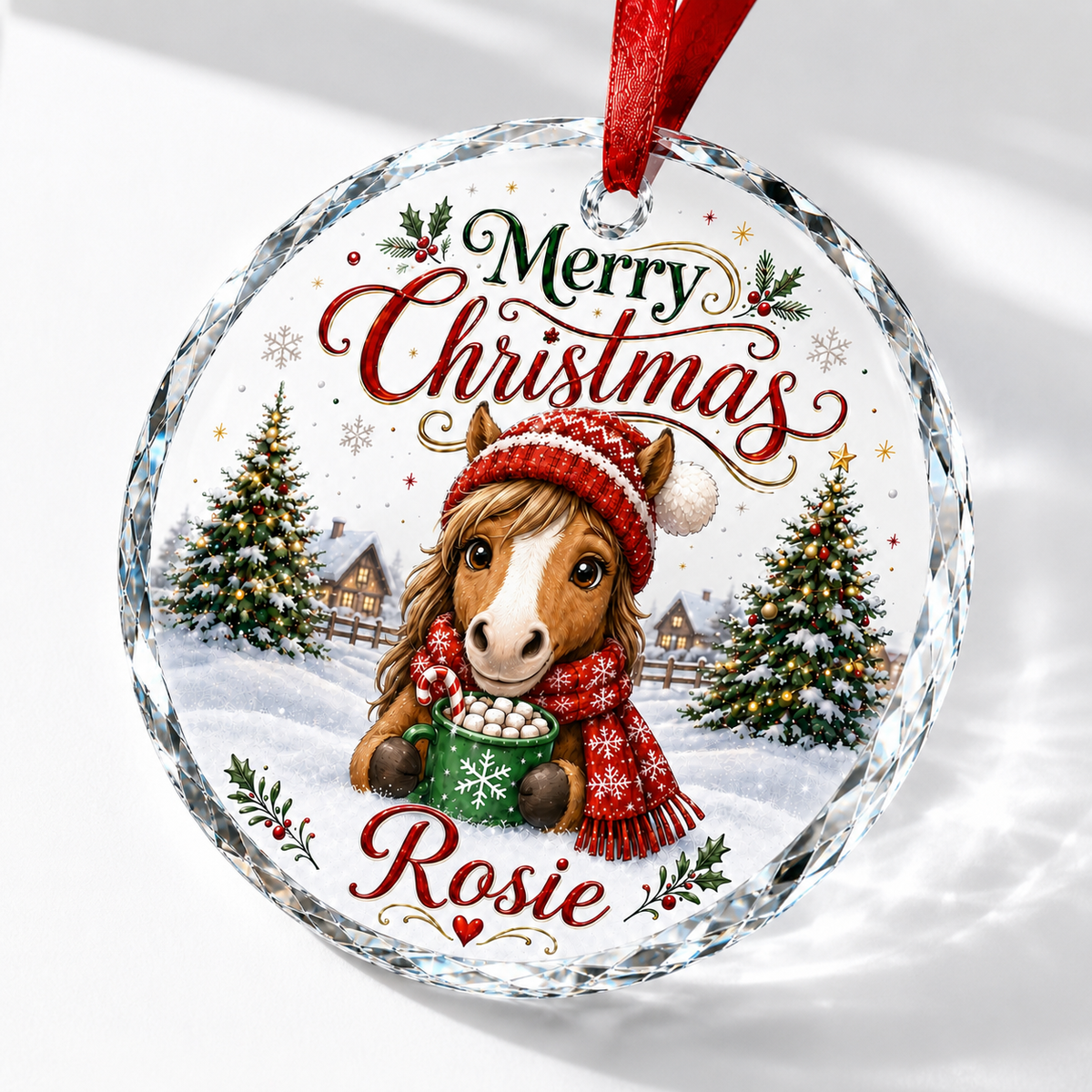 Christmas Glass Animal Horse