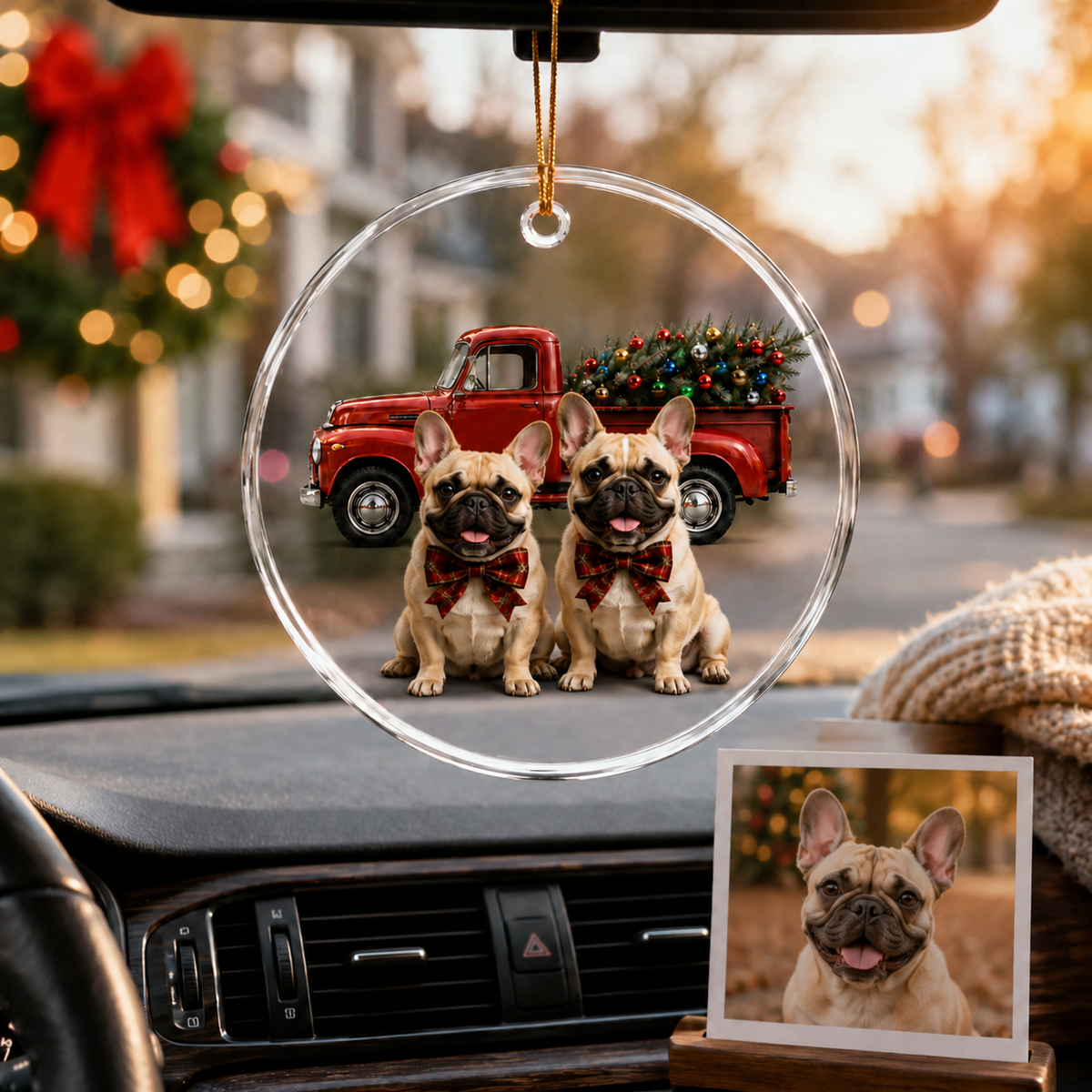 Custom Photo Dog With Christmas Car