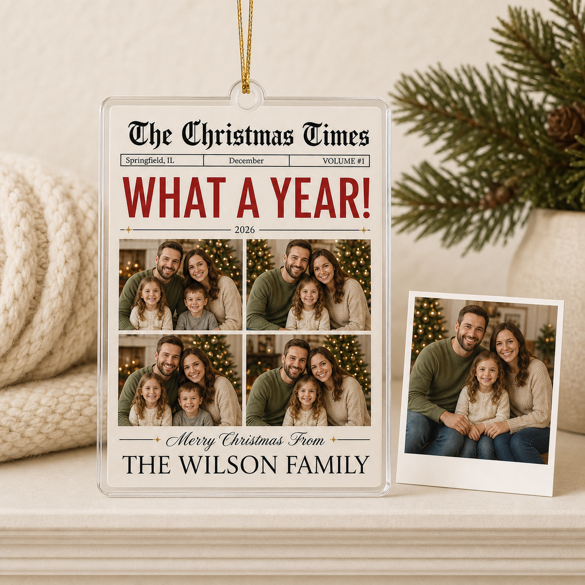 Custom Photo Christmas Newspaper Family