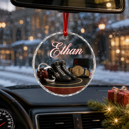 Sports Glass Ornament Wrestling