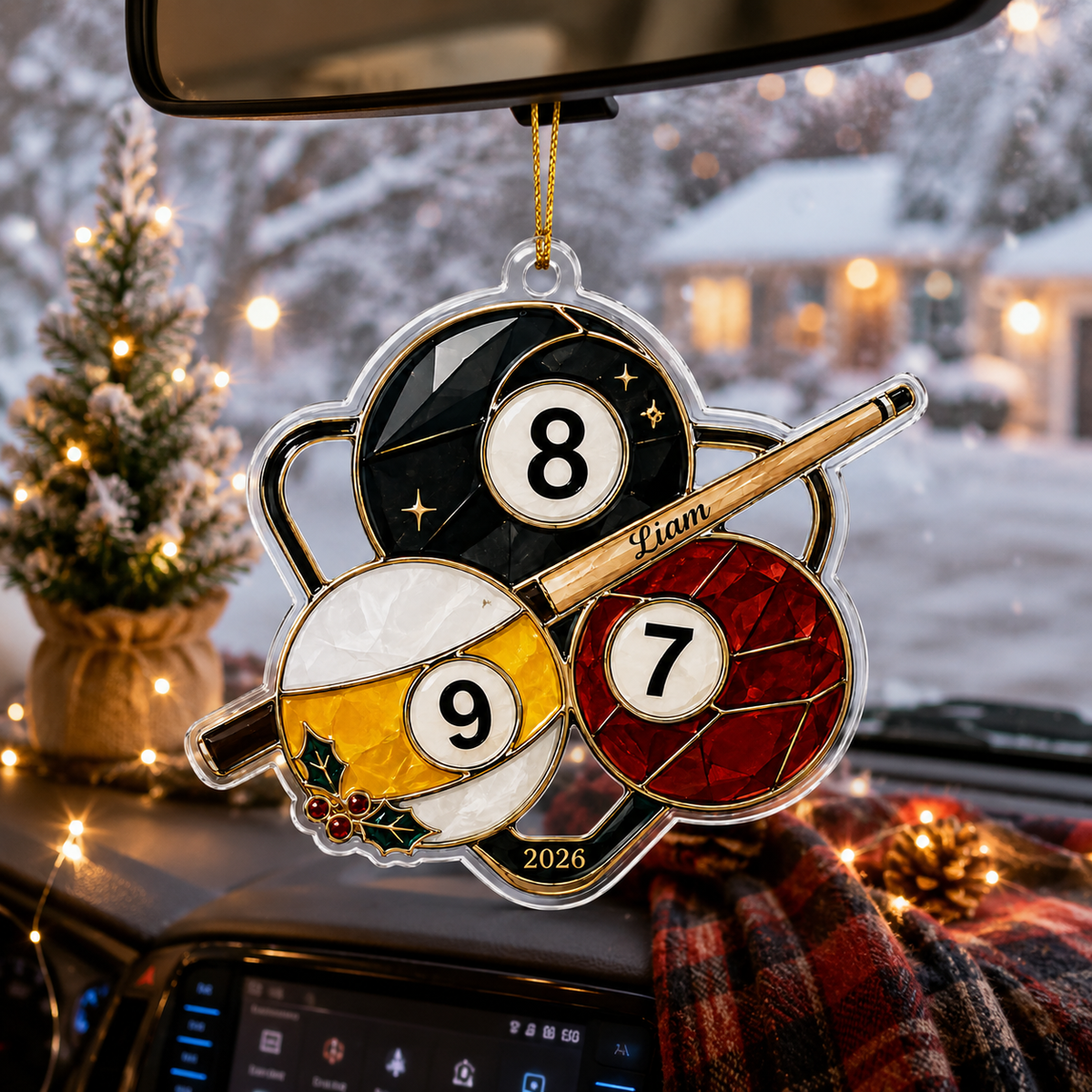Custom Name Billiards Christmas Trio Acrylic