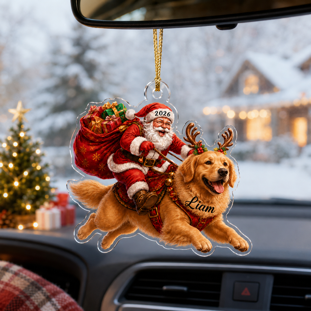 Santa Claus and Dog Golden Retriever