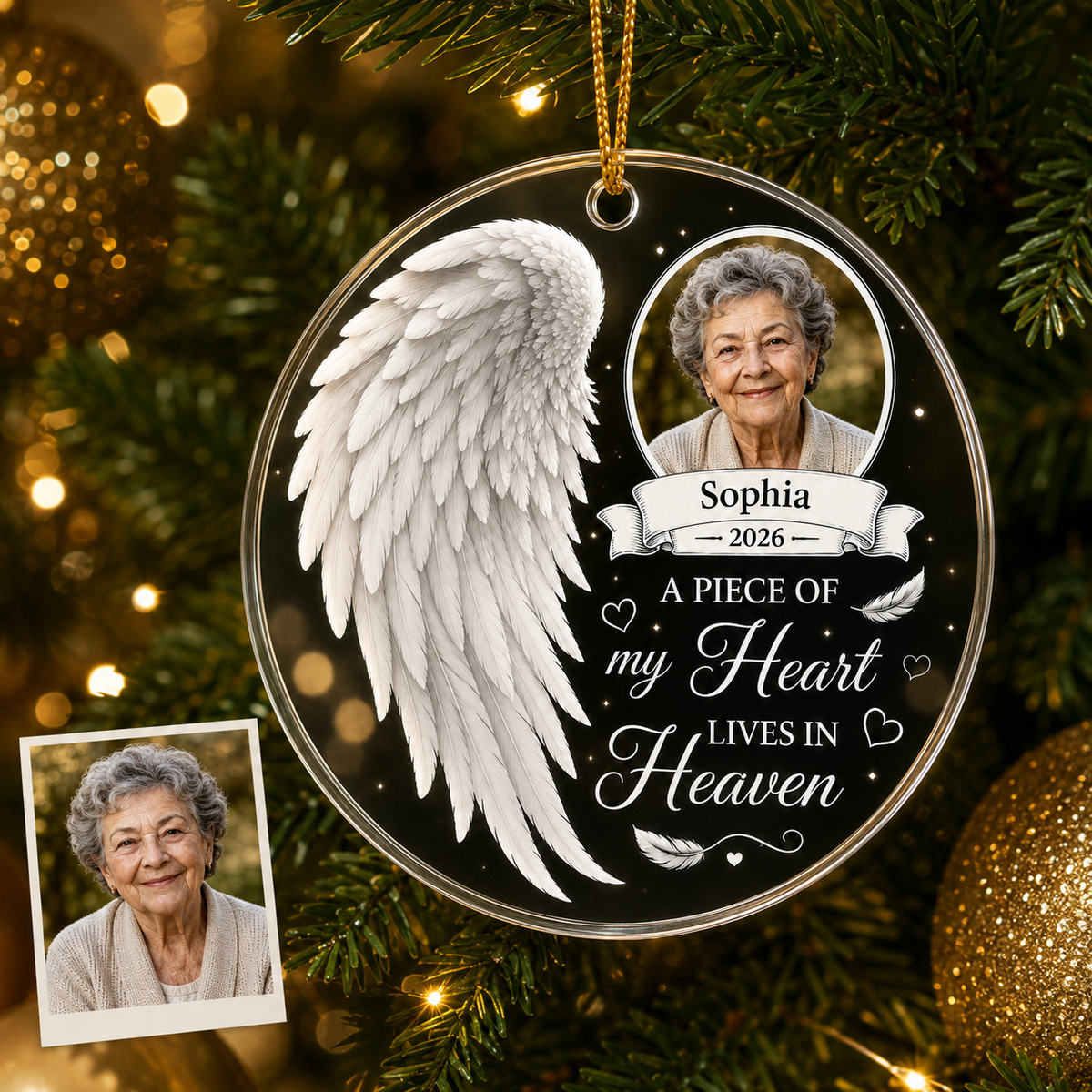 Custom Photo Heart In Heaven Angel Wing