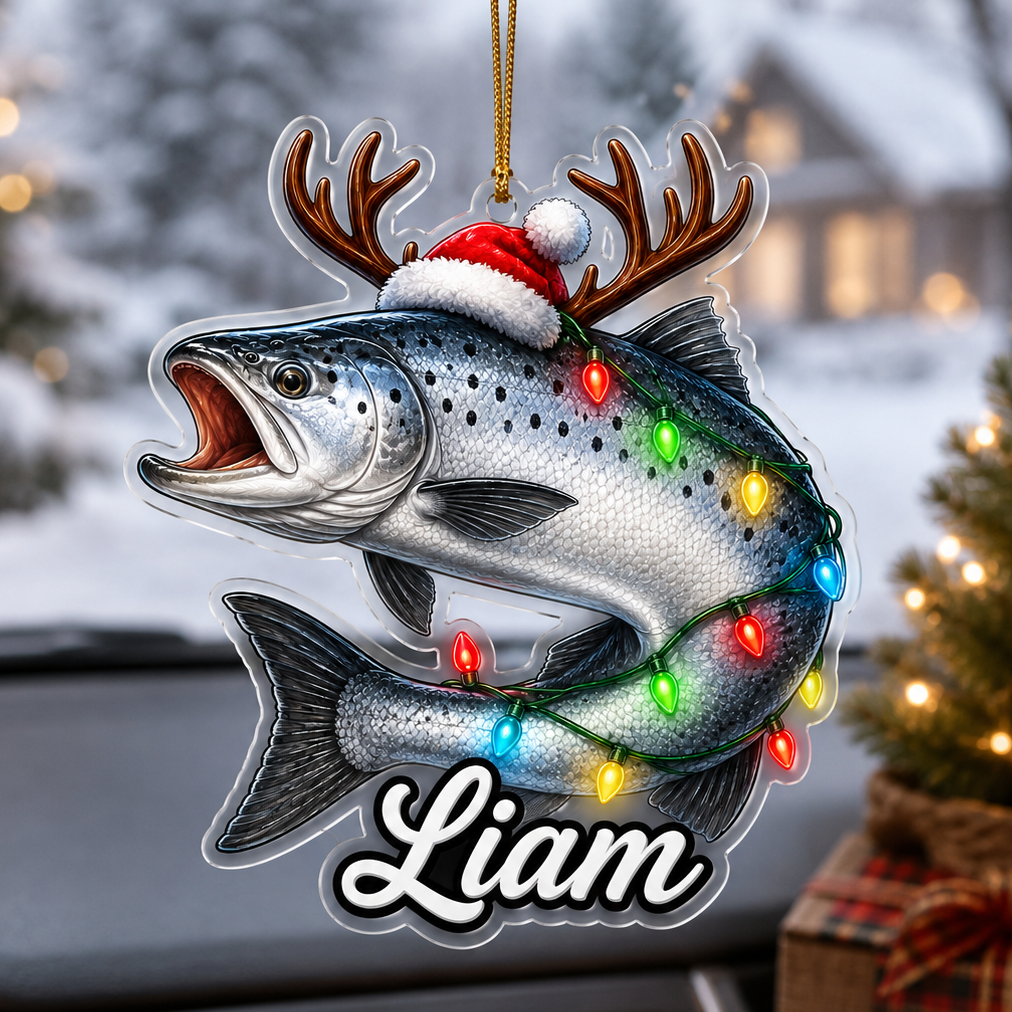 Fishing Christmas Lights Salmon Acrylic