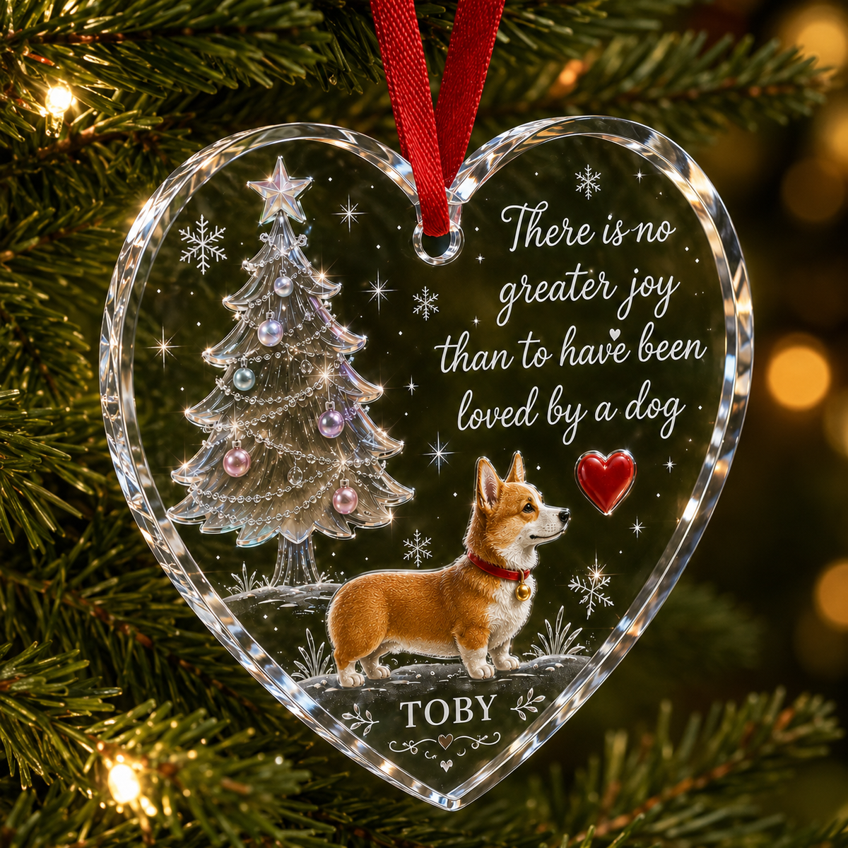 Christmas Glass Dog Corgi