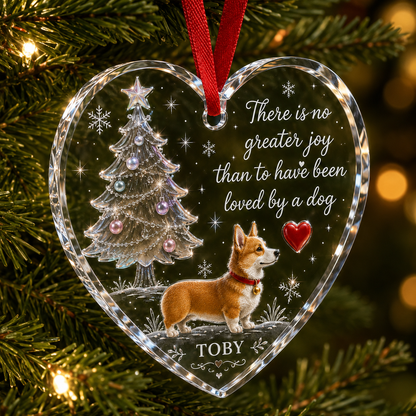 Christmas Glass Dog Corgi