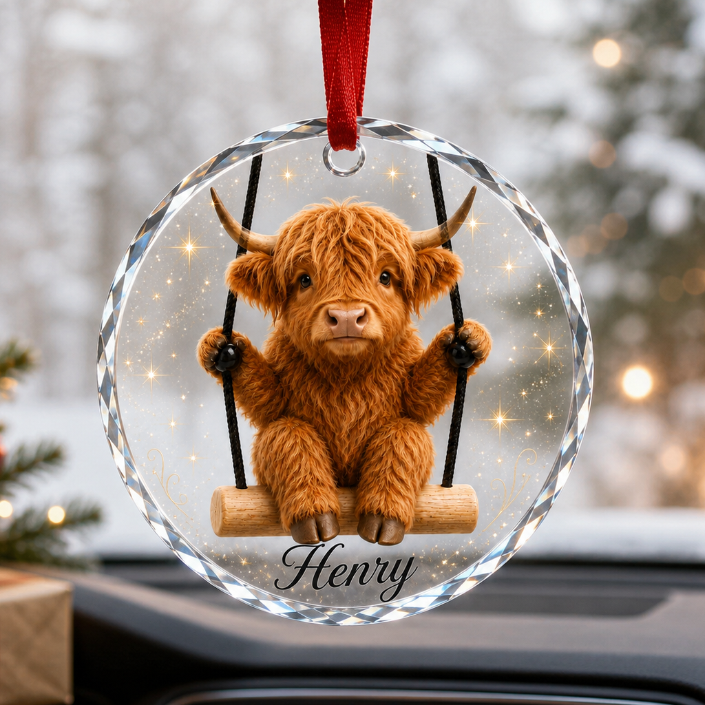 Animal Glass Ornament Highland Cow