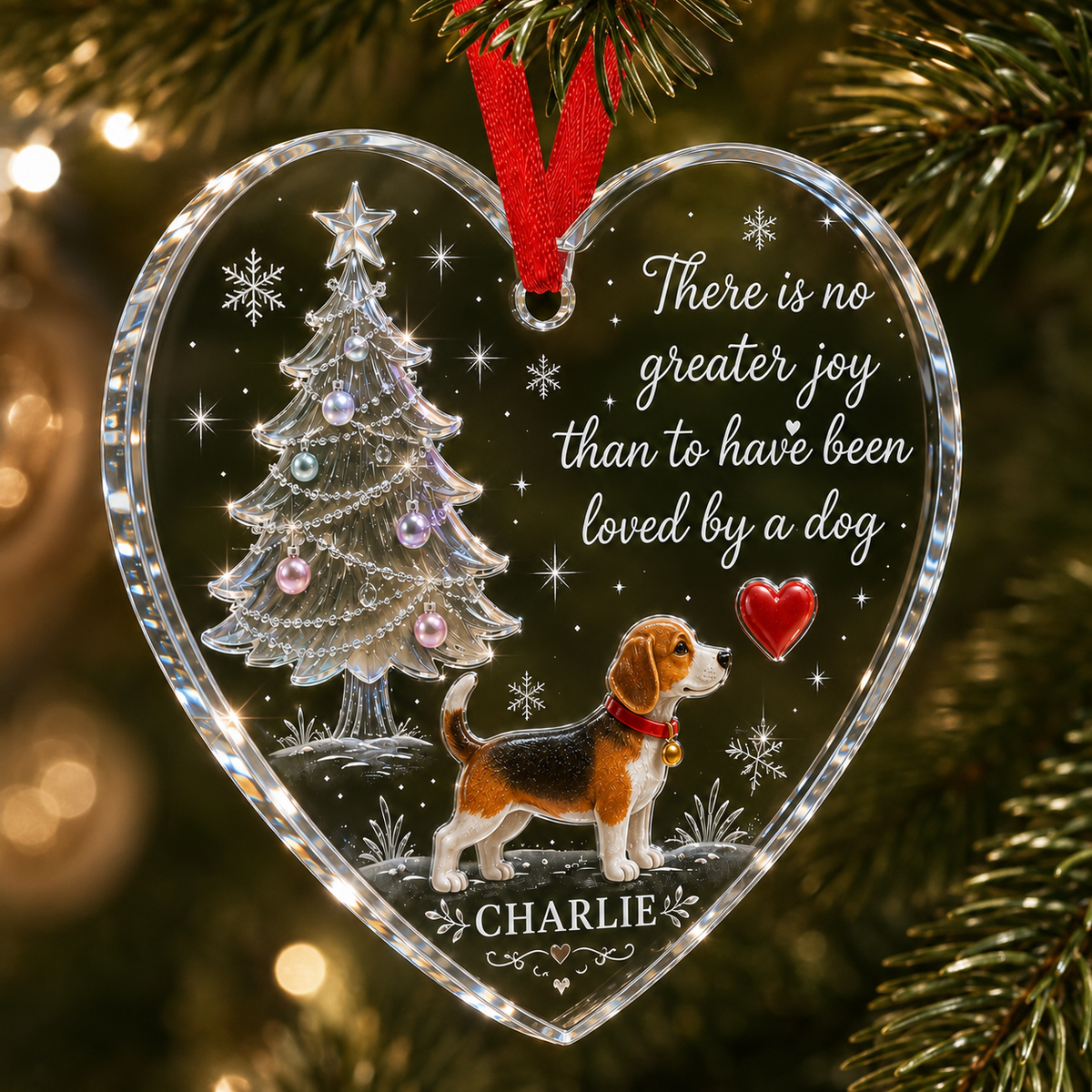Christmas Glass Dog Beagle