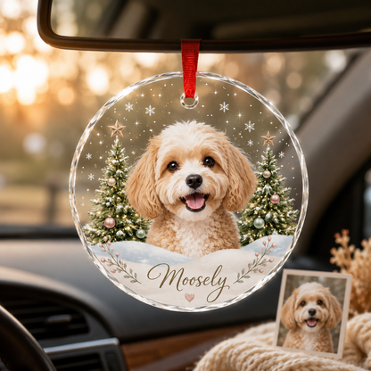 Custom Photo Dog Glass Dog With Potrait Christmas