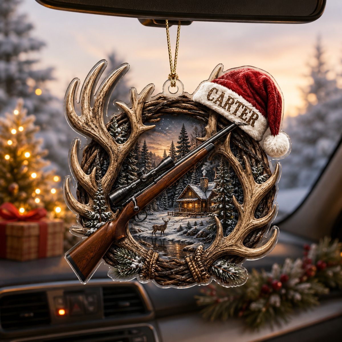 Personalized Hunting Winter Antler Lodge Acrylic