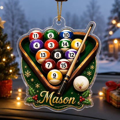 Custom Name Billiards Christmas Rack Acrylic