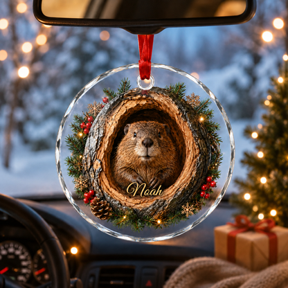 Animal Glass Ornament Tree Hollow Beaver
