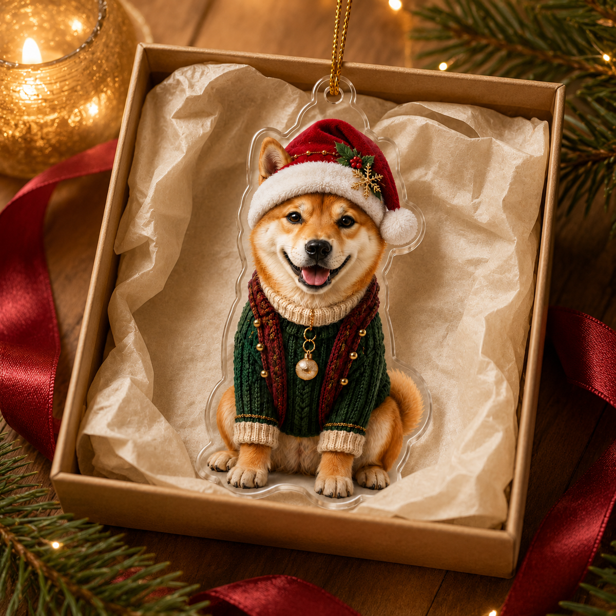 Dog Chrismast With Noel Sweater Shiba
