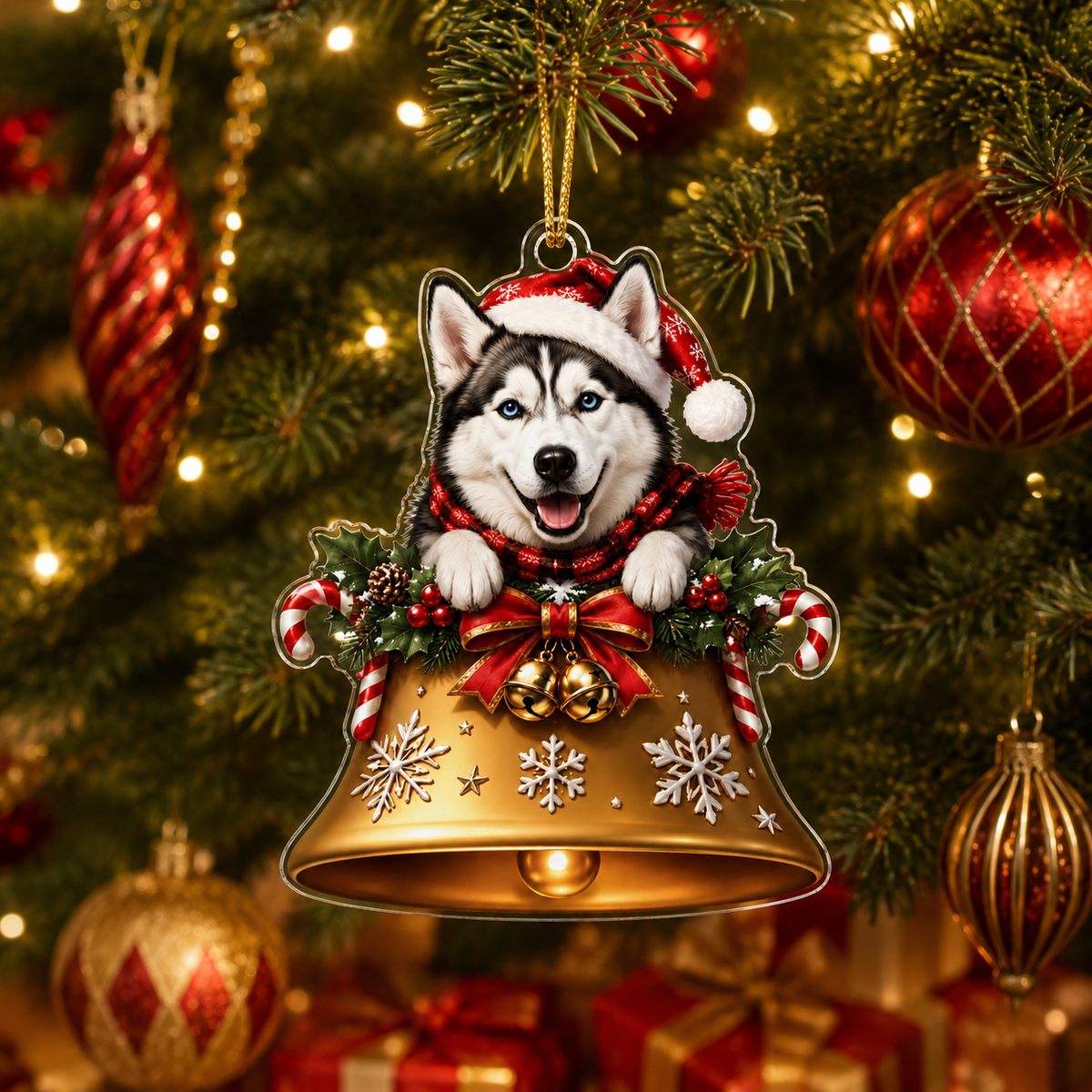 Dog Christmas Bell Siberian Husky