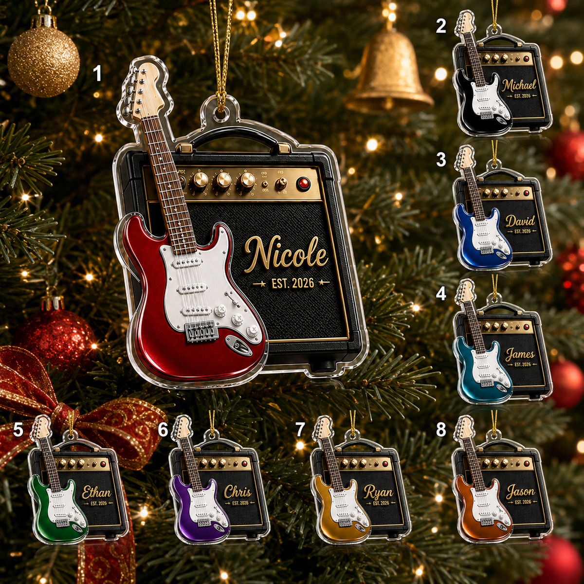 Guitar Custom Name Acrylic - Electric Guitar and Amp