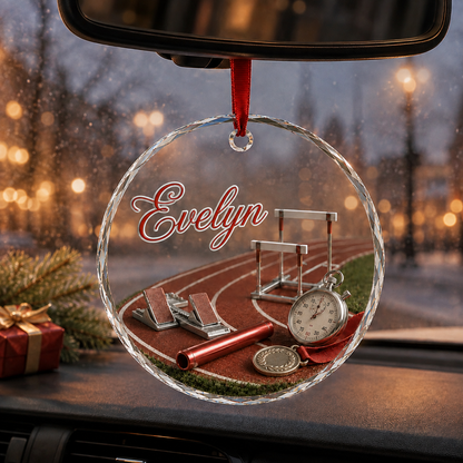 Sports Glass Ornament Track and Field