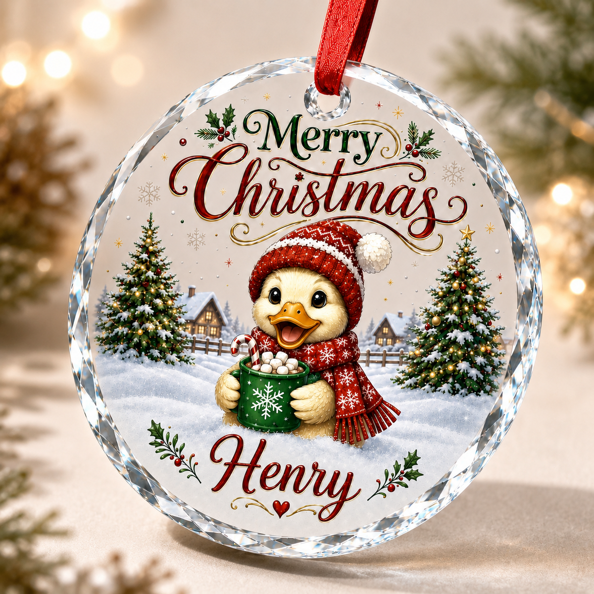 Christmas Glass Animal Duck