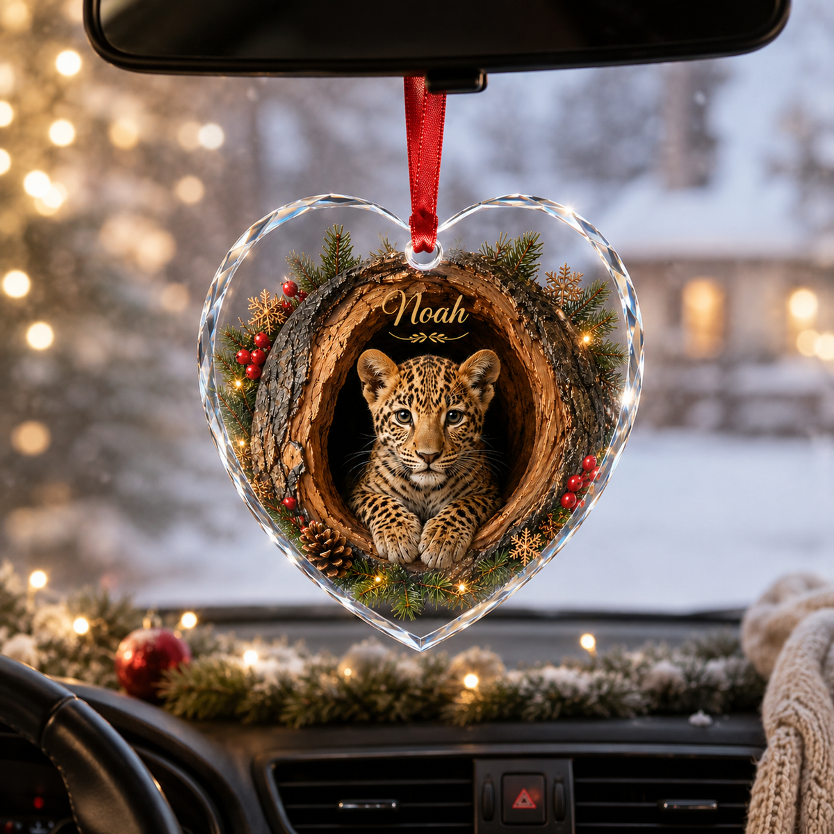 Animal Glass Ornament Tree Hollow Leopard