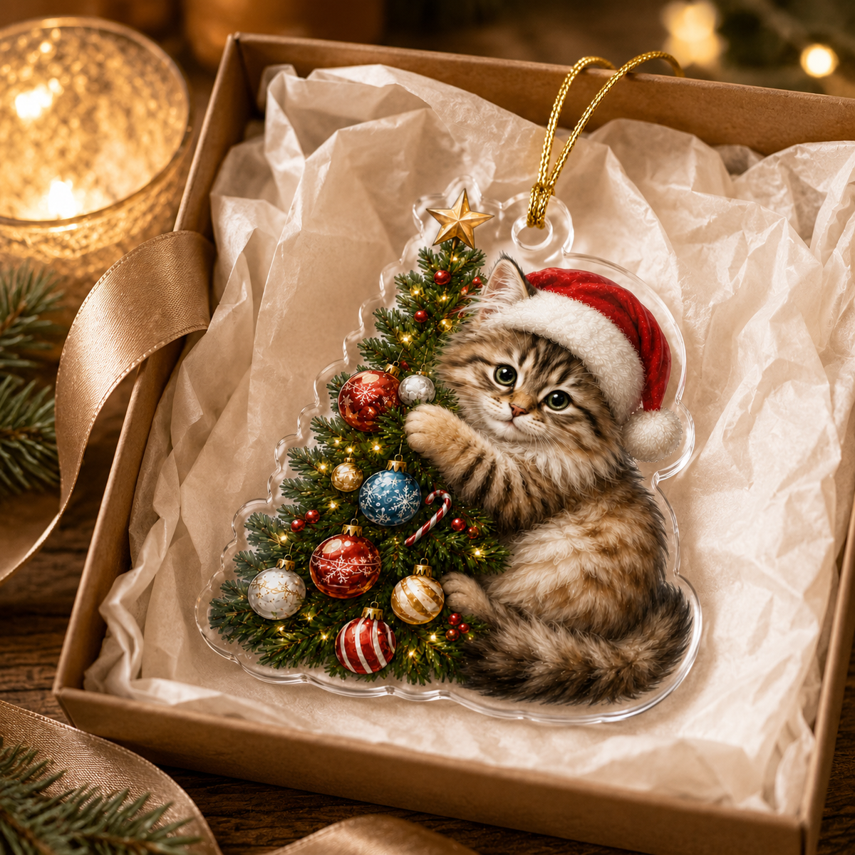 Cat With Christmas Tree Siberian