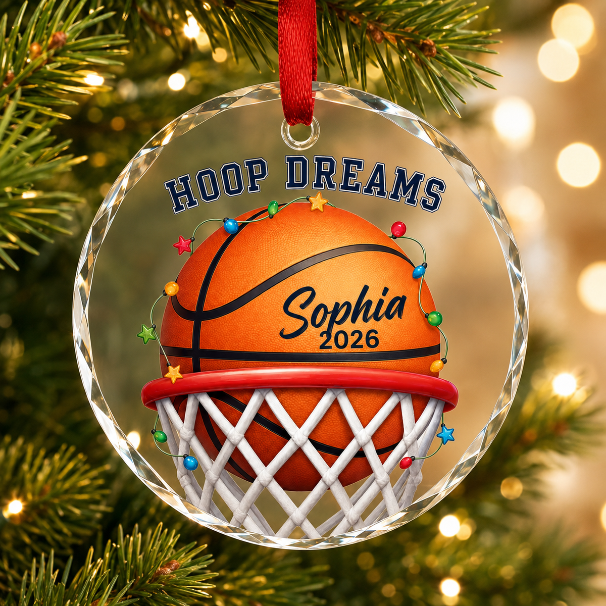 Basketball Glass Ornament - Hoop Dreams