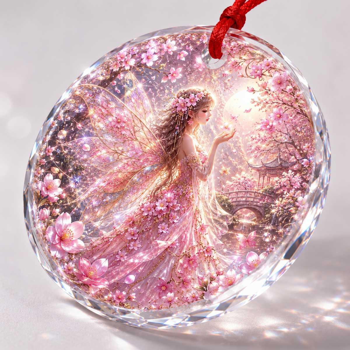 Fairy Glass Ornament Cherry Blossom Fairy