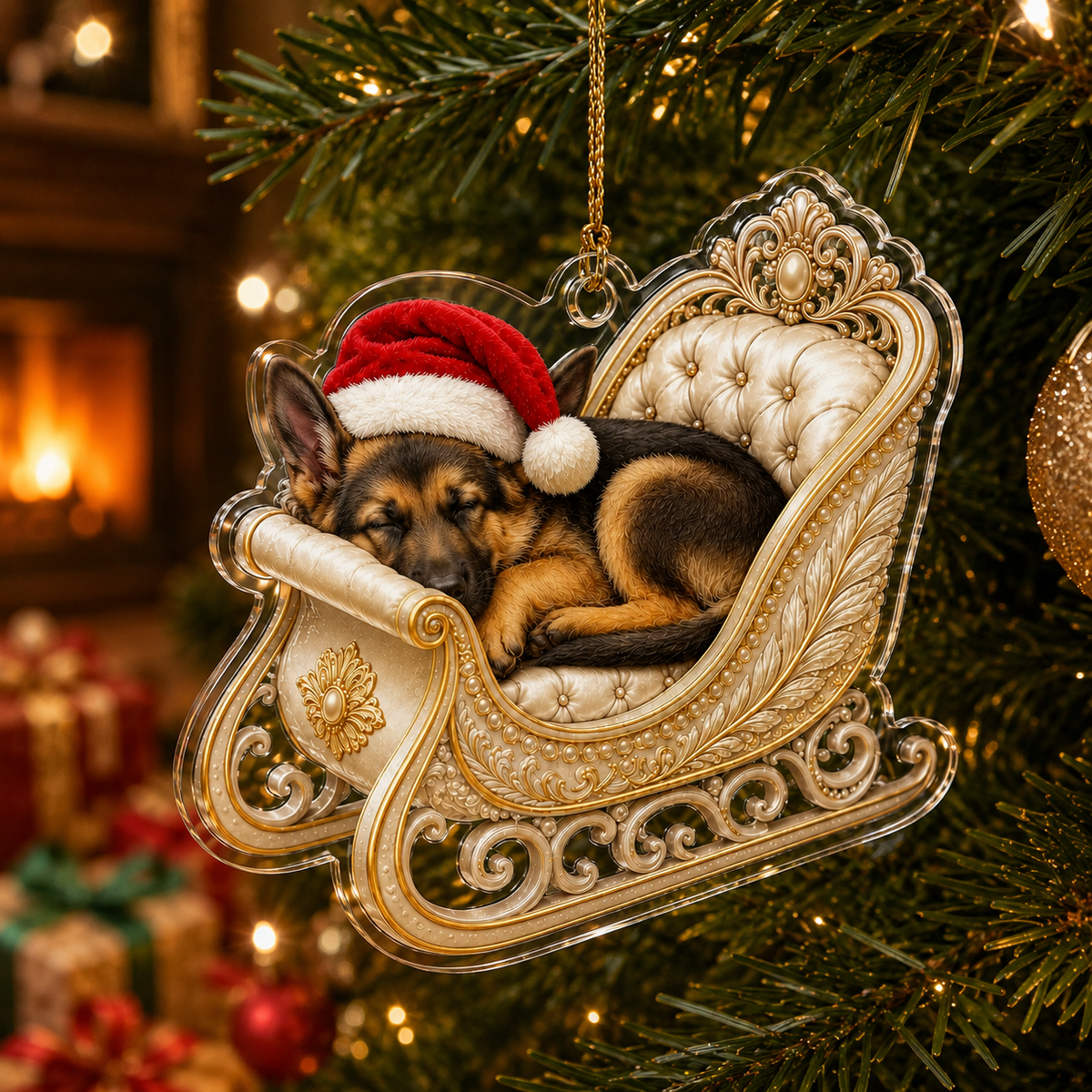 Dog Christmas Sleigh German Shepherd