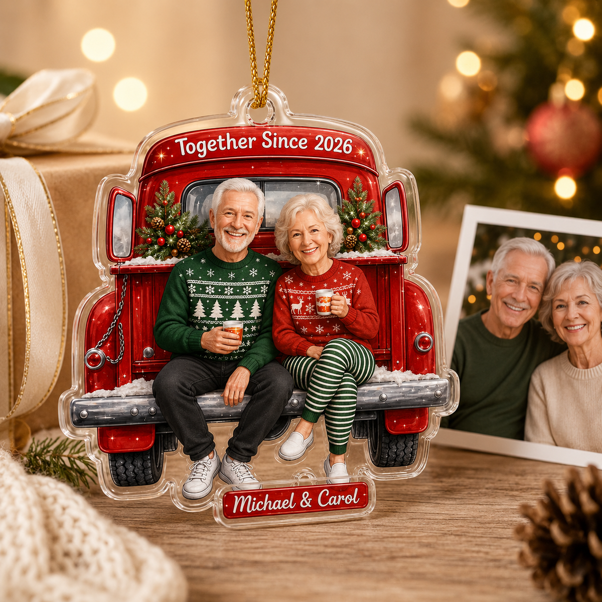 Custom Photo Christmas Truck Grandparents