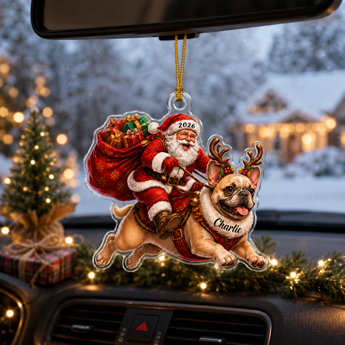Santa Claus and Dog French Bulldog