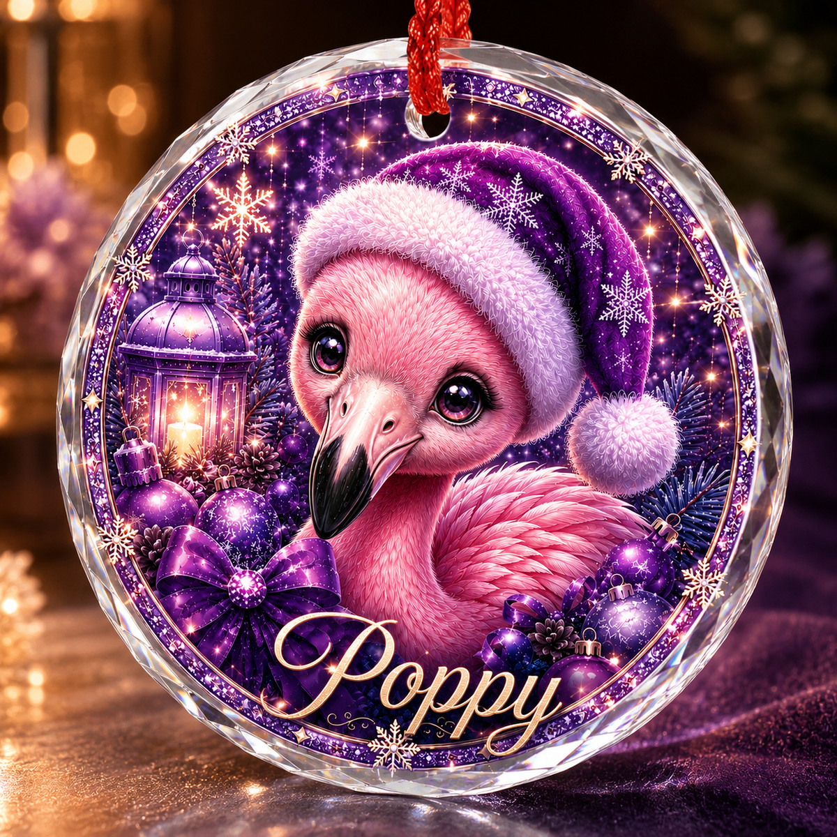 Purple Bird At Christmas Flamingo