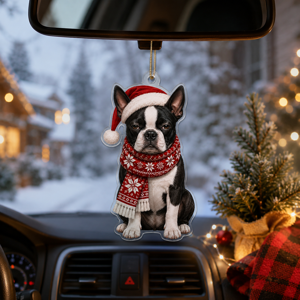 Dog Funny Christmas Boston Terrier