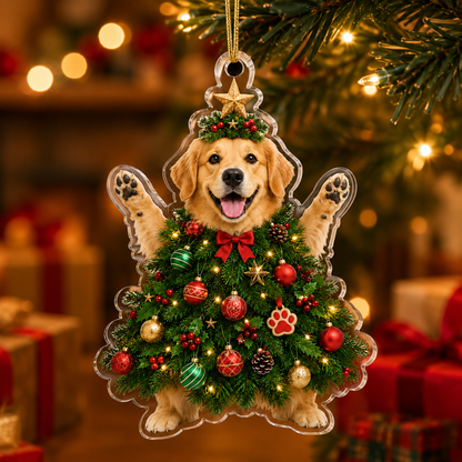 Dog Santa Tree Golden Retrieve