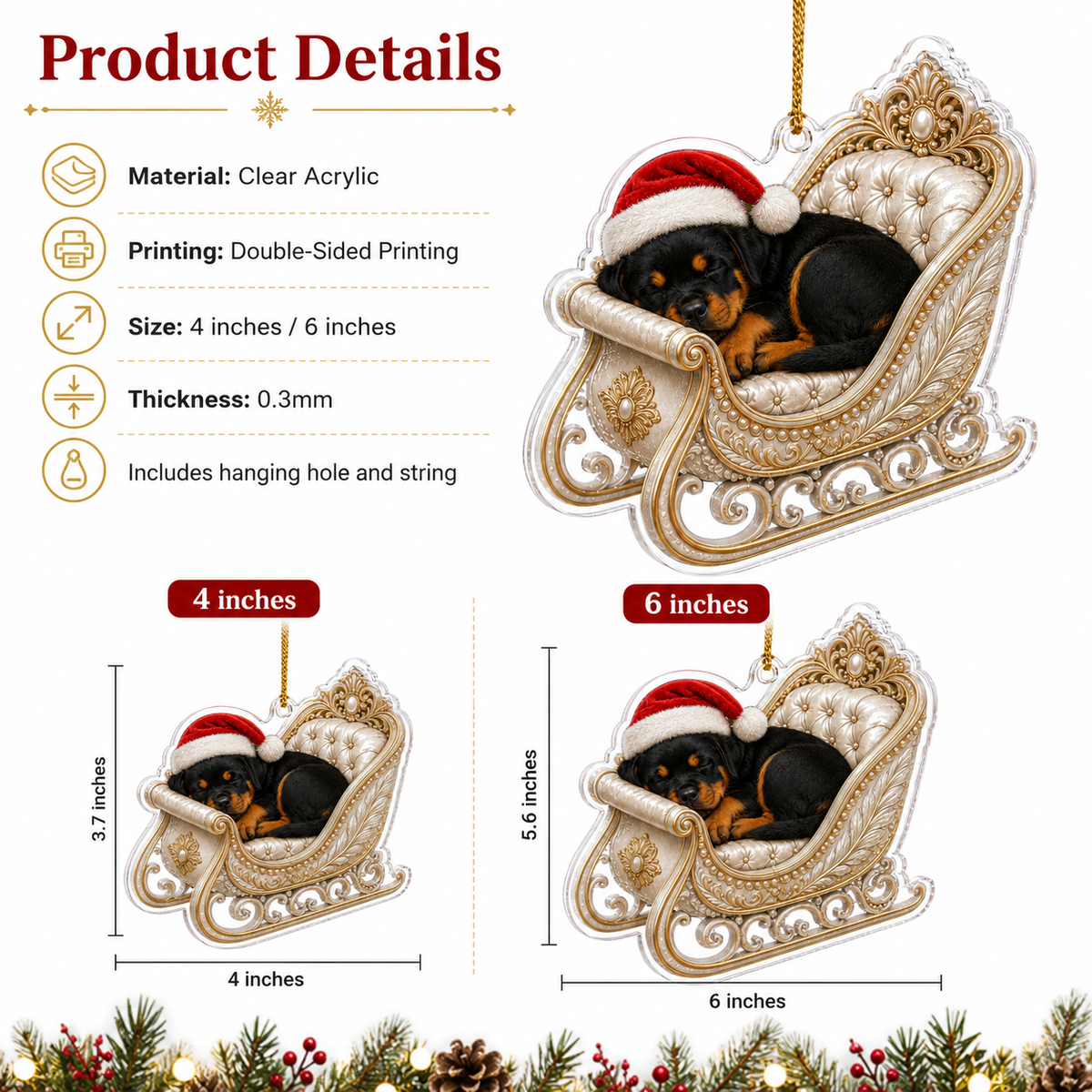 Dog Christmas Sleigh Rottweiler