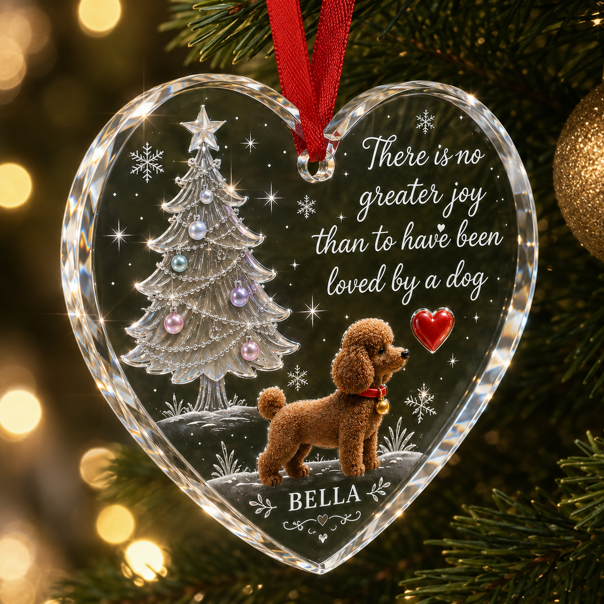 Christmas Glass Dog Poodle