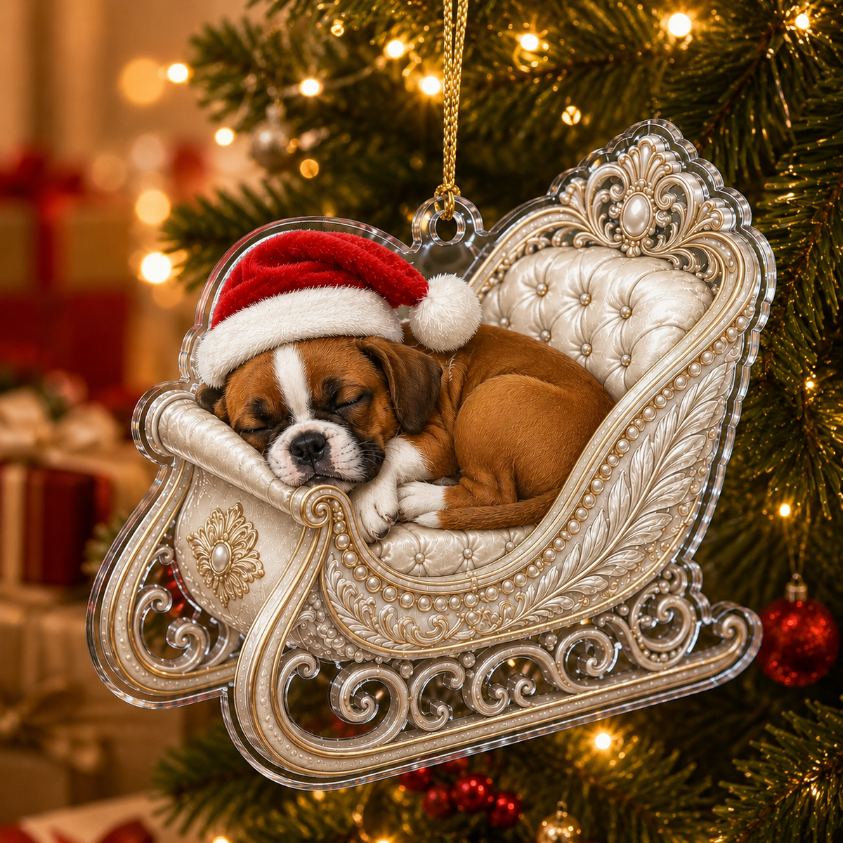 Dog Christmas Sleigh Boxer
