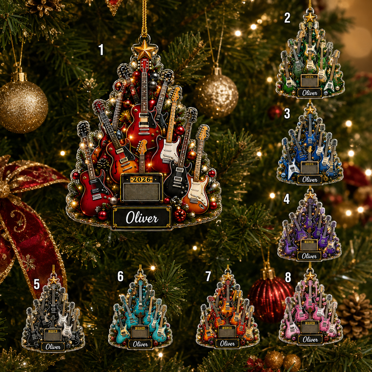 Guitar Custom Name Acrylic - Electric Guitar Christmas Tree